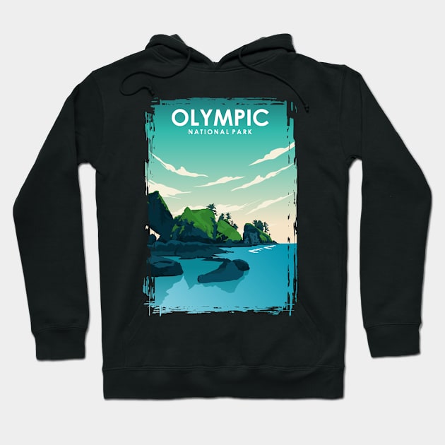 Olympic National Park Travel Poster Hoodie by jornvanhezik